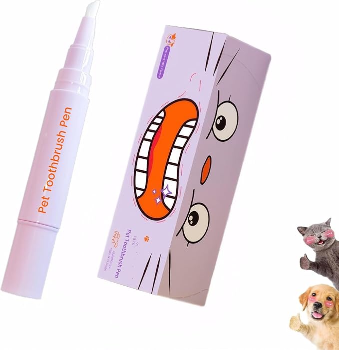 Pet Toothbrush Pen & Oral Repair Gel for Dogs & Cats – Teeth Cleaning Pen, Natural Plant Substance Tartar Remover for Repairing Pets' Teeth (1pcs)