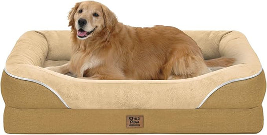 Orthopedic XL Large Dog Bed - Removable Bolster & Waterproof Washable Cover for Pet Extra Large Bed with Foam Support Non-Slip Bottom Dog Beds