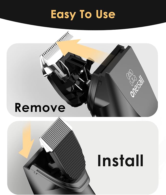 oneisall Quiet Cat Clippers for Matted & Long Hair, 2-Speed Cordless Pet Shaver Grooming Kit for Cats, Small Dogs & Animals (Black)