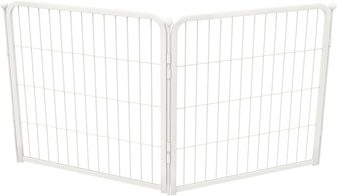 FXW Homeplus Unleashed Indoor Dog Playpen - Stress-Free and Safe Play, Heavy Duty 24 Inch 2 Wire Panels Dog Pen for Puppy and Small Dogs, White│Patented