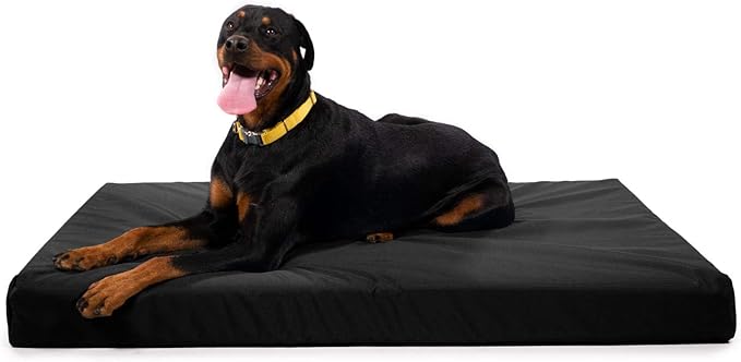 K9 Ballistics Tough Ripstop Orthopedic Rectangle Dog Bed Removable Washable Cover, Solid Orthopedic Foam for X-Large Dogs 54"x38", Obsidian Black