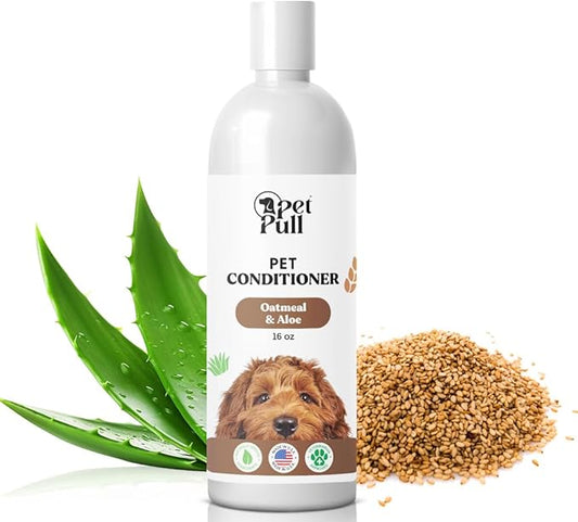 Pet Shampoo and Conditioner for Dogs and Cats - Plant-Based Dog Shampoo Cleanser - Pet Supplies for Pets - Sensitive Skin Dog Wash- Made in The USA (16 oz) (Oatmeal & Aloe, Conditioner)