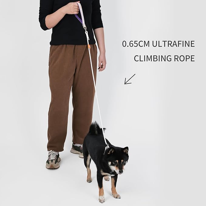 Dog Anti-Slip Leash 5FT with Metal Stopper - Durable No-Pull Training Lead for Small, Medium & Large Dogs - Comfortable Handle Nylon Rope, Tangle-Free Pet Walking Leash (Beige, 5.6FT)