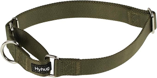 Hyhug Pets Premium Upgraded Heavy Duty Nylon Anti-Escape Martingale Collar for Boy and Girl Dogs Comfy and Safe - Professional Training, Daily Use Walking. (Army Green, Small)