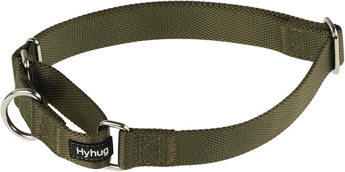 Hyhug Pets Premium Upgraded Heavy Duty Nylon Anti-Escape Martingale Collar for Boy and Girl Dogs Comfy and Safe - Professional Training, Daily Use Walking. (Army Green, Medium)