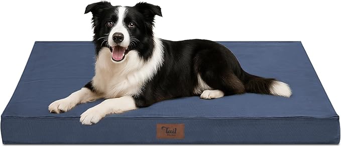 Outdoor Dog Bed for Medium Dogs, Waterproof Dog Crate Bed for Puppy Beds, Orthopedic Egg Crate Foam Pet Bed with Washable and Removable Oxford Cover, Navy
