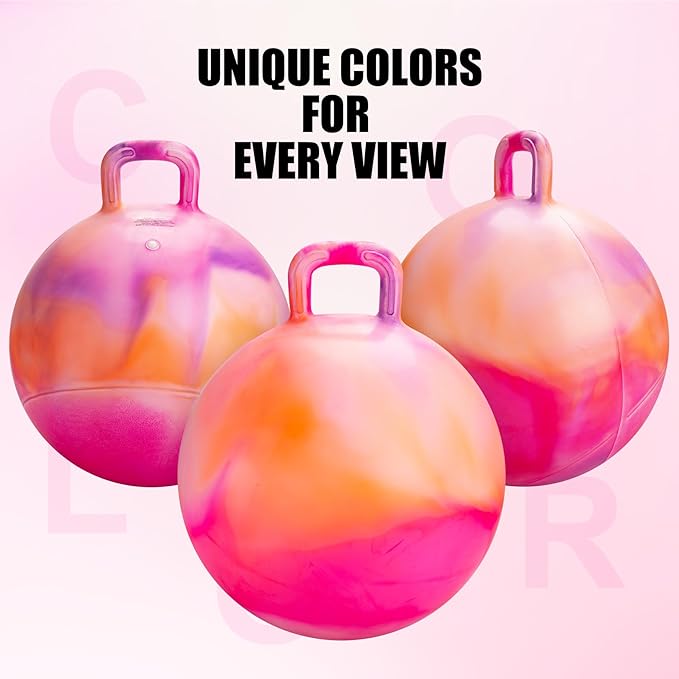 INPODAK Hopper Ball, 22 Inch Bouncy Ball with Handle for Kids, Hippity Hop Jumping Bounce Hopping Toy for Boys Girls Ages 7-12 with Pump and Gift Box Great Gift for Birthday Holiday (Orange)