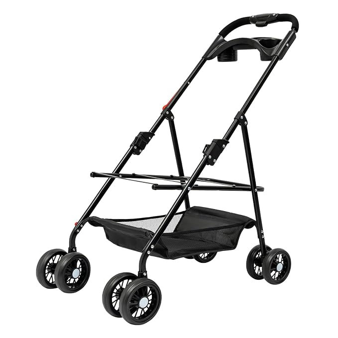 Pet Stroller, 4 Wheels Dog Cat Carrying Cart, Foldable Puppy Carrier with Storage Bag and Detachable Grid Structure for Small/Medium Dogs Cats Up to 44Lbs (Blue)