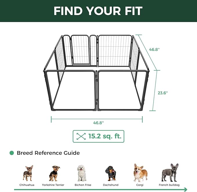 FXW Homeplus Unleashed Indoor Dog Playpen - Stress-Free and Safe Play, Heavy Duty 24 Inch 4 Acrylic Panels + 4 Wire Panels Dog Pen for Puppy and Small Dogs, Black│Patented