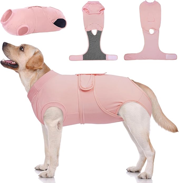 Kuoser Dog Surgery Suit Female Spay, Dog Recovery Suit Male Neuter, Puppy Clothes Onesie for Surgery Anti Licking Abdominal Wounds Pet Surgical Recovery Bodysuit Shirt, Substitute E-Collar & Cone