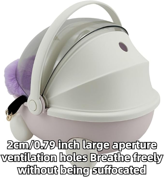 Sugar Glider Carrier Cage with Warm Nest, Cushion, Mat and Safe Lock, Portable Cages with Chain, Small Animals Travel Carrier Plastic Breathable Outgoing Box for Hamsters (Pink)