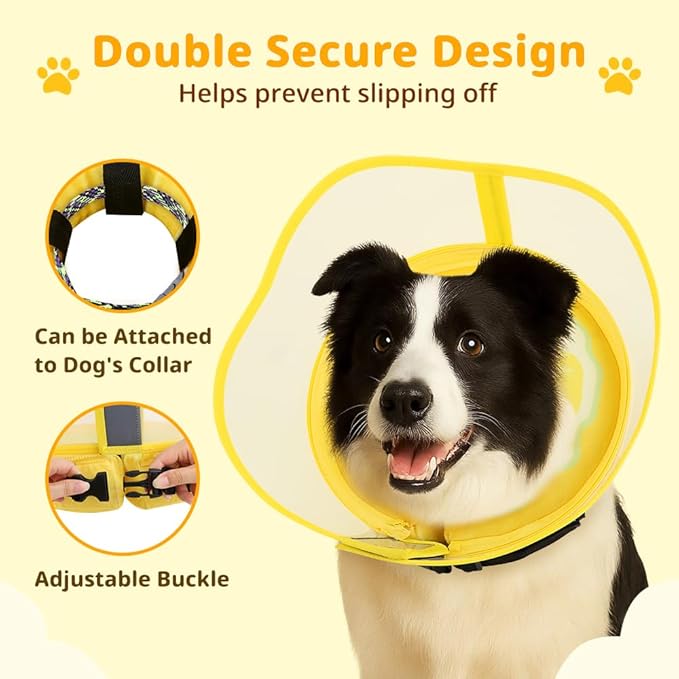 Soft Dog Cone Collar with Anti-Lick Shield, Inflatable Donut Cones Alternative After Surgery for Large/Medium/Small Dogs to Stop Licking, Elizabethan Neck Ecollars of Shame, Comfy Pillow E Recovery