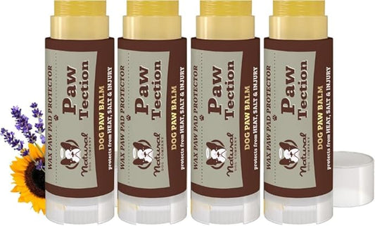 Natural Dog Company PawTection Dog Paw Balm, 4 Pack, Protects Paws from Hot Surfaces, Sand, Salt, & Snow, Organic, All Natural Ingredients (0.15 oz Travel Stick) X 4