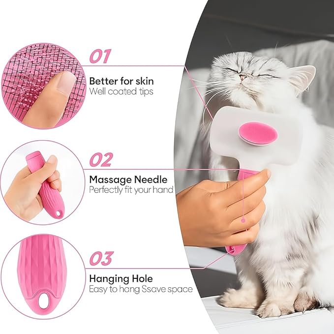 Namylya Cat Brush for Shedding & Grooming – Slicker Brush for Dogs and Cats with Long Hair – Removes Tangles, Mats & Loose Fur