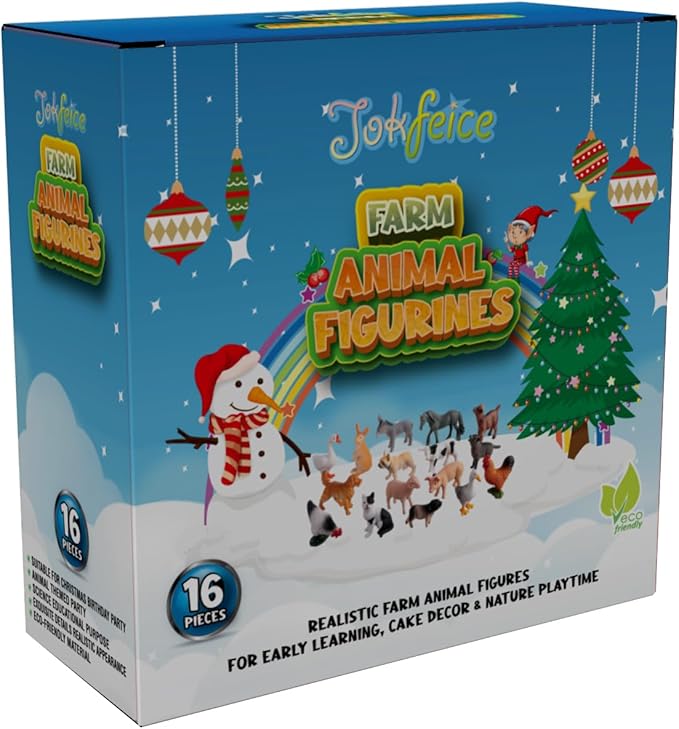 16Pcs Small Animals Figures, Realistic Farm Animals Toys for Cupcake Toppers, Learning Educational Toys, Birthday Party Favors Gift for Kids