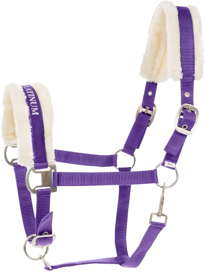 HORZE Howard Soft Fleece Padded Adjustable Polyester Horse Halter - Purple - Warmblood
