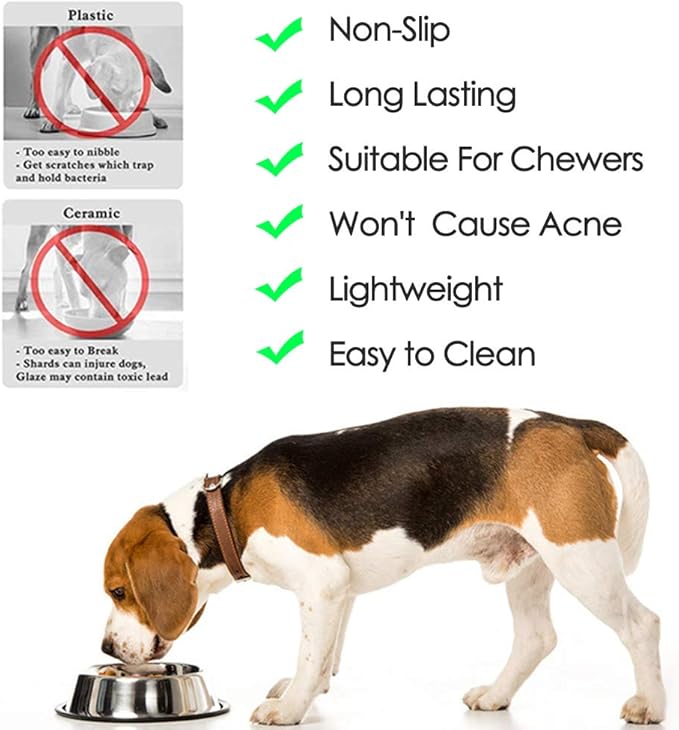 Stainless Steel Dog Bowls, 1 Cup/8oz Cat Bowl Water and Food with Rubber Base, Pet Bowls for Small Dogs, Cats, Puppy, Rabbit and Kitten, 2Pack