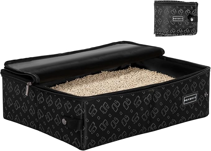 PETSFIT Portable Litter Box - Leak-Proof, Travel Litter Box with Lid, Collapsible Litter Boxes Perfect for Hotel/Lawn/Car Travel