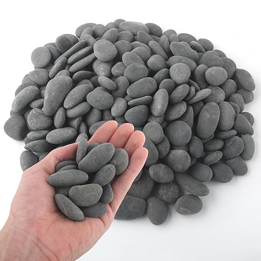 5 lbs Mexican Beach Pebbles, 0.4-1 Inch Natural River Rocks for Indoor Plants Vase Fish Tank Aquarium Fountain, Decorative Stone for Landscaping Garden Paving Walkways Backyard, Grey
