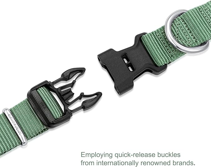 Mikivery Nylon Dog Collar with Quick Release Buckle Soft Adjustable Sturdy for Small Medium Large Dogs Emerald,M