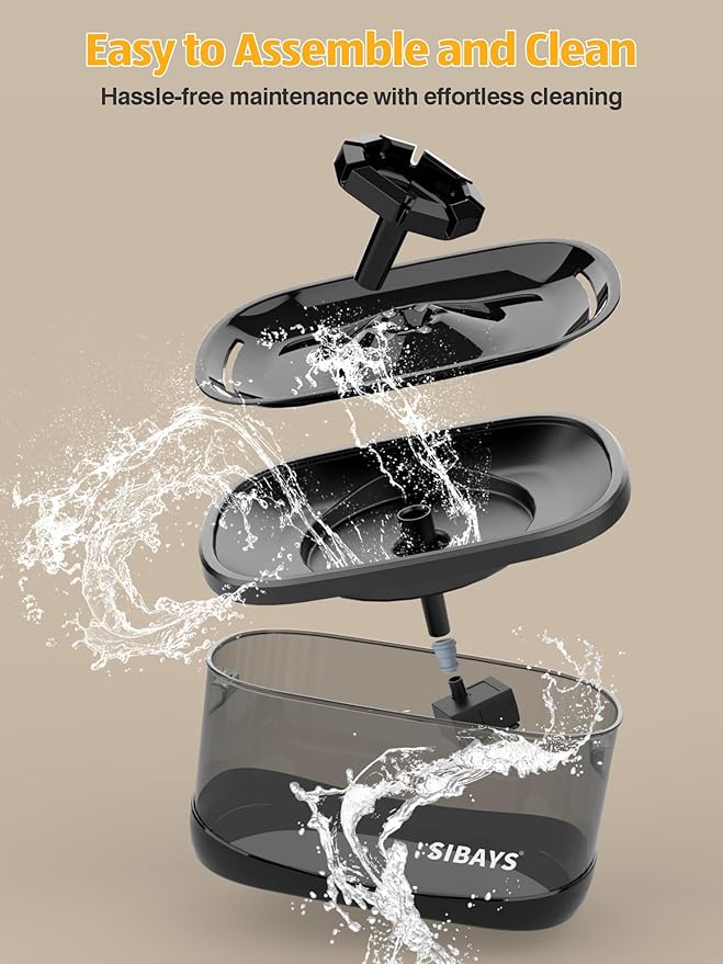 SIBAYS 2.5Gal/9.5L Dog Water Fountain, 3 Flow Modes Pet Water Fountain for Cats, Dog Water Bowl Dispenser with 7" Large Filter & Ultra Quiet Pump, BPA-Free, Ideal for Large Dogs, Multi-pet(FS68)