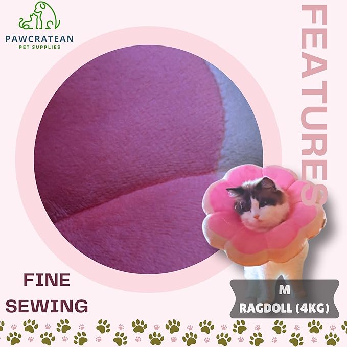 Adjustable Comfy Flower Style Elizabeth Collar for Cats and Puppies Soft Recovery Cone Pet Protective Neck Collar (Pink, Medium)