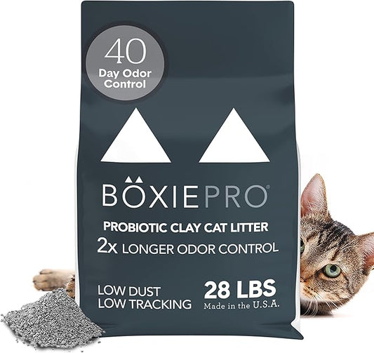 Boxie® Probiotic 40 Day Natural Odor Control Cat Litter, 28lb Clumping Clay Kitty Litter