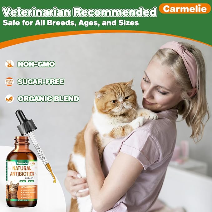 Natural Antibiotics for Cats – Cat Antibiotics for Allergy Relief, Urinary Tract Support, Itch Relief, and Immune Support – Promotes Urinary Tract Health – Cat and Dog Supplemental Vitamins – 2 fl oz