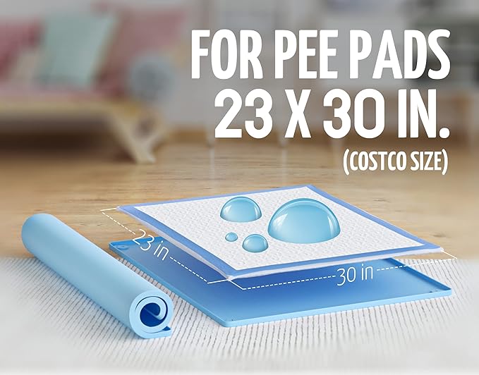 Skywin TidyFriend 3 Pk Pee Pad Holder Tray for 30” x 23” Pee Pads with Corner Lock Holes, Raised Edges, Non-Spill, Easy to Clean Silicone Dog Potty Tray Holder, for Indoor Floor Protection (Blue)