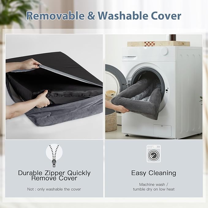 WNPETHOME XXXL Big Dog Bed, Washable Dog Couch with Removable Waterproof Cover, Orthopedic Large Pet Sofa Bed with Bolster Sides for Sleeping