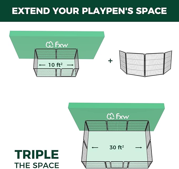 FXW Homeplus Unleashed Indoor Dog Playpen - Stress-Free and Safe Play, Heavy Duty 32 Inch 4 Wire Panels Dog Pen for Small and Medium Dogs, Black│Patented