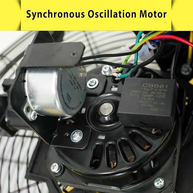 HiCFM 20" Oscillating Wall Mount Fan, 5000 CFM High Velocity Industrial Wall Mounted Heavy Duty Shop Fans with 3 Speed Settings 80° Oscillation for Commercial Garage Warehouse workshops Factory