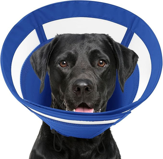 SAWMONG Soft Dog Cone Collar, Cone for Dogs to Stop Licking, Dog Cones for Large Dogs, Comfy Elizabeth E-Collar for Doggy After Surgery Alternative, Adjustable Pet Recovery Collar (L,Blue)