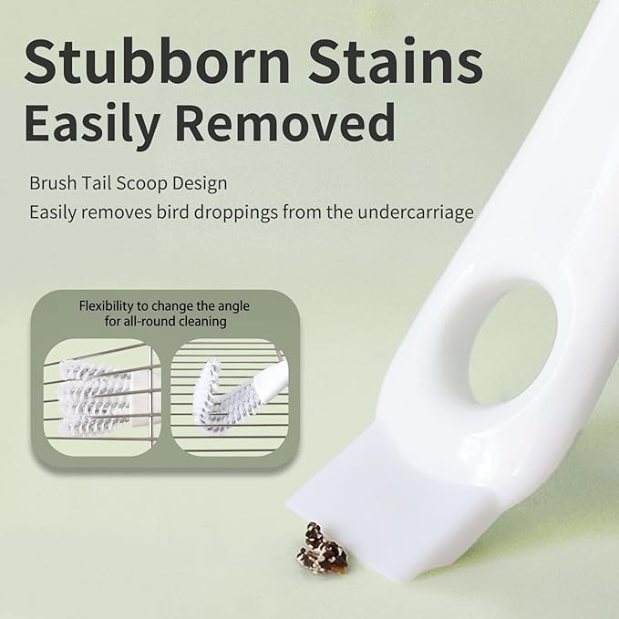 Bird Cage Cleaner with Long Handle & Shovel – Easy Bird Droppings Removal Brush for Parrot & Pet Cages & Bird Perch – Durable Cage Cleaning Tool & Accessory (2)