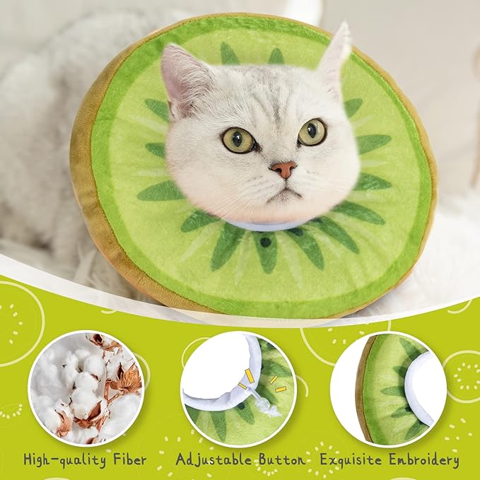 ANWA Adjustable Cat Cone Collar Soft, Cute Cat Donut Collar After Surgery, Kitten Recovery Cones to Stop Licking