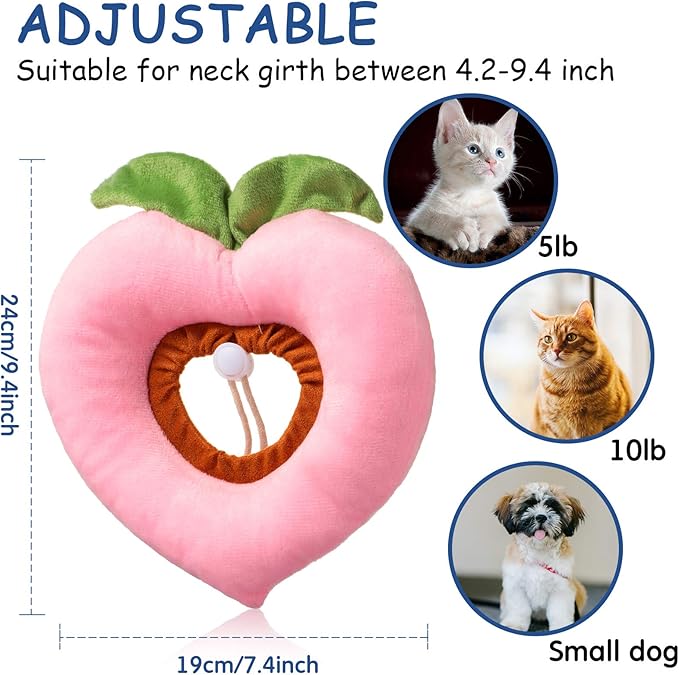 Weewooday 4 Pcs Adjustable Cat Cone Collar Soft Cat Recovery Collar Cute Kitten Fruits Shaped After Surgery Wound Elizabeth Padded Pet Neck Anti Bite Lick Dog Comfortable Smooth Texture