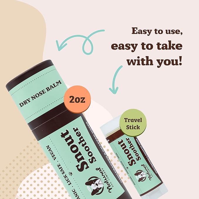 Natural Dog Company Snout Soother, Dog Nose Balm, Wax & Cream for Dry, Cracked Noses, Heals & Moisturizes with Shea Butter & Coconut Oil, Lick-Safe Nose Butter, Made in USA, 2 oz. Stick