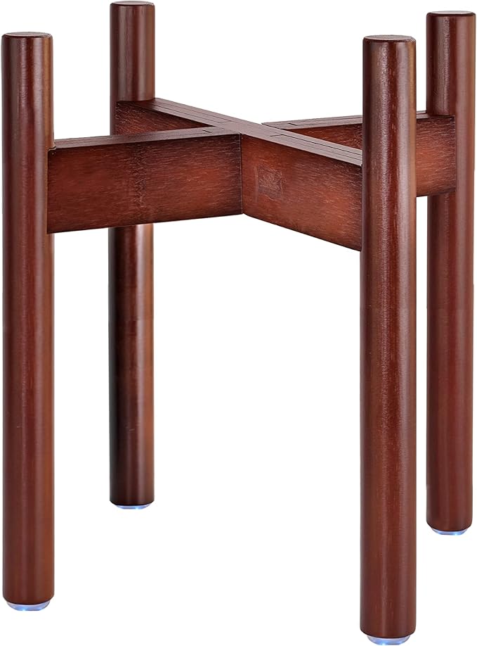 Stand for Dog Water/Food Bowl, Fountain Dishes and Feeders - Makes 14-inch High, Ideal for Large Breeds - Adjustable Sideways with Lock, Dark Wood - Bowls Not Included