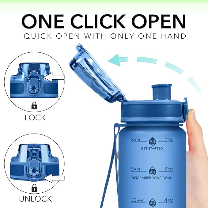 32oz Motivational Water Bottles with Time Marker & Fruit Strainer, Transparent Gradient Color Water Bottle with Times to Drink, Leakproof & BPA Free, Reusable Bottle with Strap (No Straw)