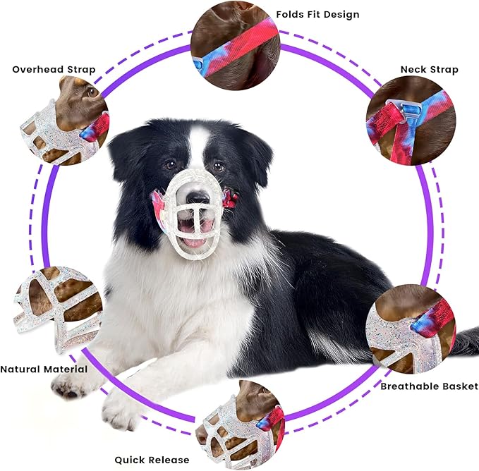Basket Muzzle Allows Panting Drinking, Anti Biting Chewing, Suitable for Grooming Trimming Training, Transparent, Size 2