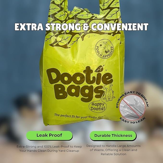 Pooch Approved Large Dootie Bags - Dog Poop Bags - Tie-Handles - 100 Count Dootie Strong and Leakproof - Perfect for Dogs & Cats - Litter - Pet Waste Cleanup - Swivel Bin & GoGo Stik Scoopers