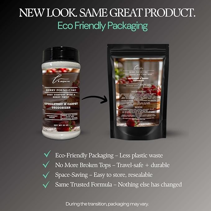 Berry Pound Cake Carpet Freshener Powder: Powerful Odor Eliminator for Home, Upholstery Deodorizer, Carpet Deodorizer, Pet Urine, Cat Litter Box - Strawberry Pound Cake Fragrance