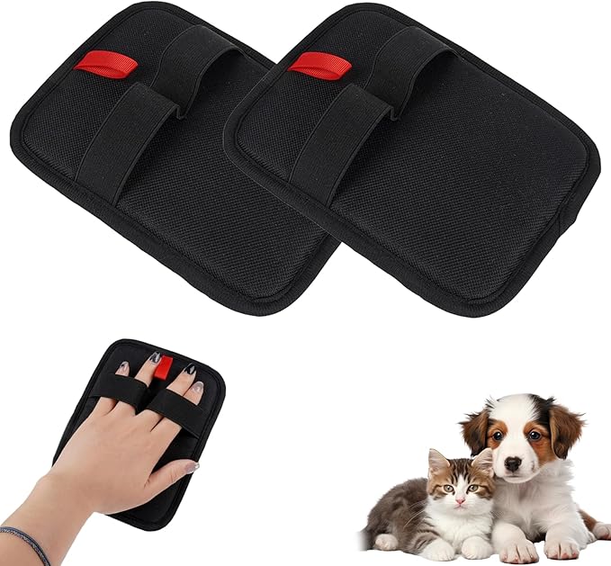 2PCS Electrostatic Pet Grooming Gloves, Reusable Hair Remover for Dog Cat Fur on Clothes Furniture Car Seat/Black