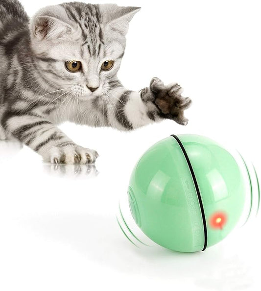 WWVVPET Interactive Cat Toy With LED Light, 360 Degree Self Auto Rotating Smart Ball, USB Rechargeable Spinning Toy, Stimulate Hunting Instinct for Kittens, Funny Chaser Roller Pet Toy