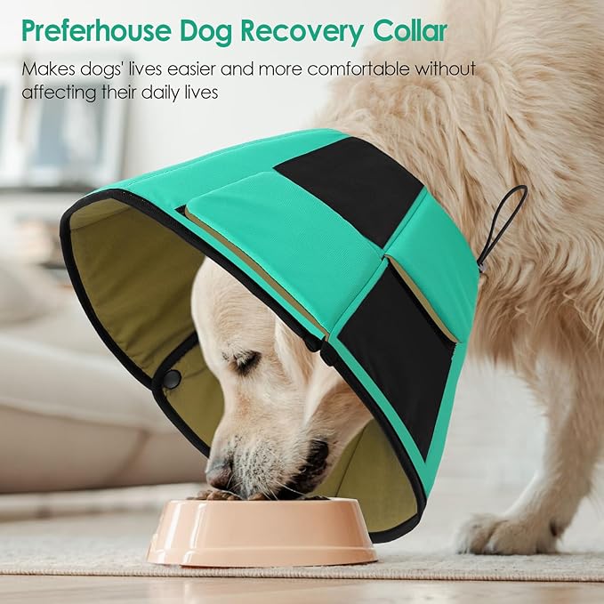 Small Dog Cone Collar, Adjustable Soft Dog Cone for Small Dogs to Stop Licking, Breathable Pet Recovery Cone for Small Male Female Dogs, Green S
