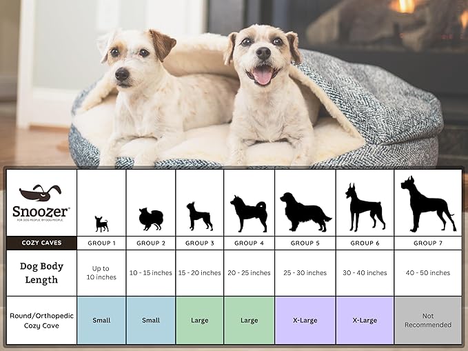 Snoozer Luxury Cozy Cave Dog Bed - Indoor Dog Bed with Cover Cave, Covered Calming Burrow for Small & Medium Sized Pets with Blanket Attached, Enclosed, Washable - Large, Hot Fudge