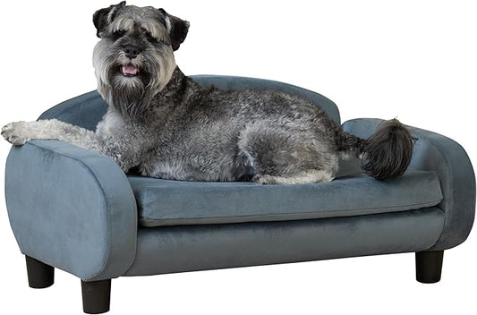 Paws & Purrs Cat Sofa Bed, Pet Couch for Indoor Cats Elevated Cat Beds with Removable Washable Mattress Cover for Kitten, Puppy or Small Animal- 31.5" Wide, Cornflower