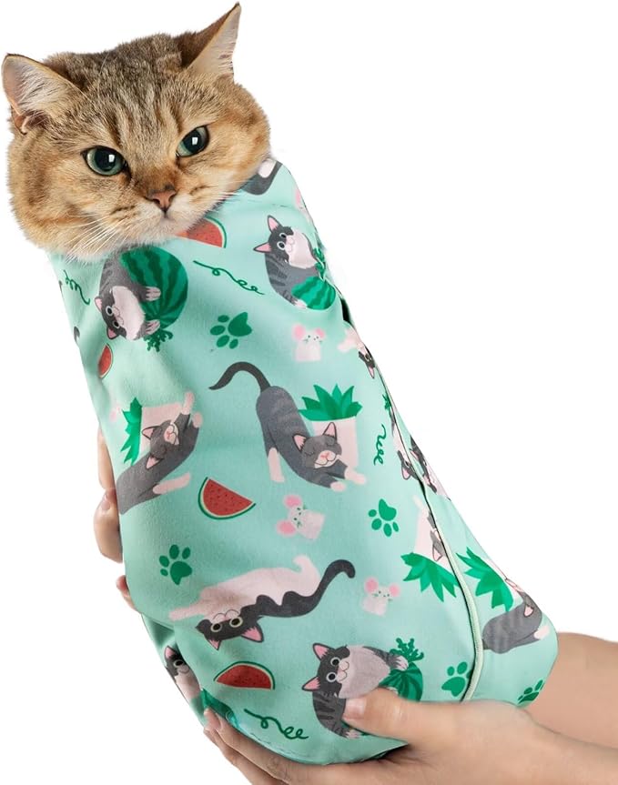 Paw Legend 27.6" Cat Wrap for Grooming Cat Wrap for Cutting Nails Cat Restraint for Nail Clipping Self Adhesive Blanket Restraint Cloth for Cats Within 15lbs