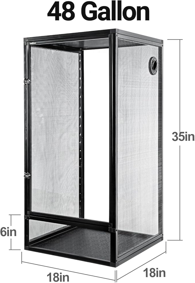 REPTI ZOO 18" x 18" x 36" Front Opening Chameleon Cage with 3-Sided Metal Mesh, 50 Gallon Screen Vertical Terrarium with Background Sticker, Tall Enclosure for Chameleon, Tree Frog, Arboreal Reptiles