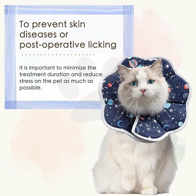 Soft Cat Recovery Collar,Adjustable Cat Cone,Protective Cone Collar After Surgery for Cats (Starry Sky, M)
